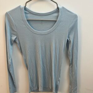 dip Women's Sky Blue Ribbed Blouse